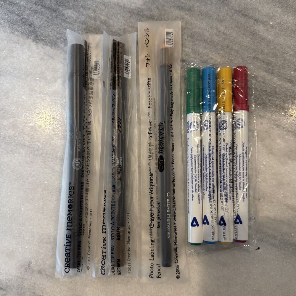 Creative Memories Bundle Dual Tip Pens Photo Pencil & Royal Round Tip Pens